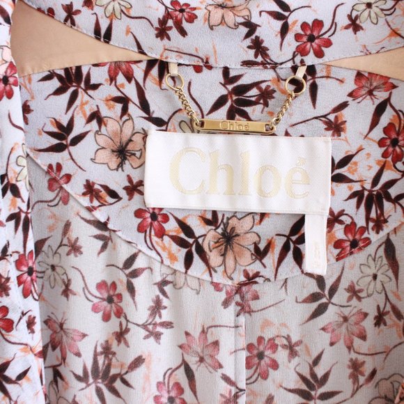 CHLOÉ Scalloped floral-print georgette maxi duster coat/jacket - Picture 2 of 16